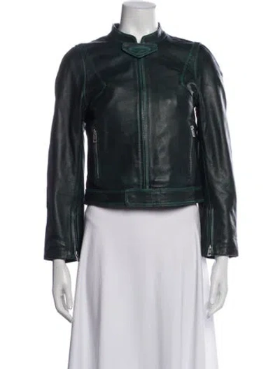 Pre-owned Zadig & Voltaire Leather Biker Jacket In Green