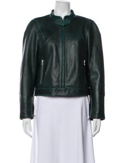 Pre-owned Zadig & Voltaire Leather Biker Jacket In Green