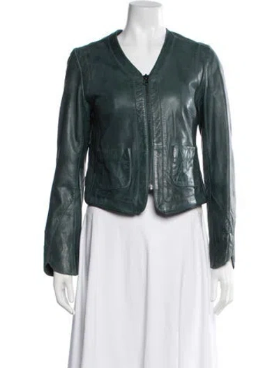 Pre-owned Zadig & Voltaire Leather Biker Jacket In Green