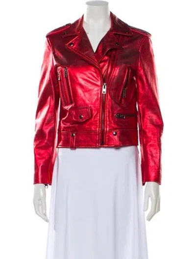 Pre-owned Zadig & Voltaire Leather Biker Jacket In Red