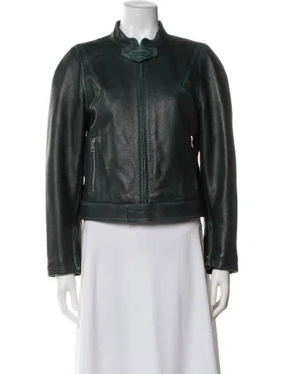 Pre-owned Zadig & Voltaire Leather Biker Jacket W/ Tags In Green