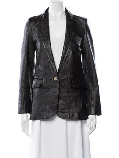 Pre-owned Zadig & Voltaire Leather Blazer In Blue