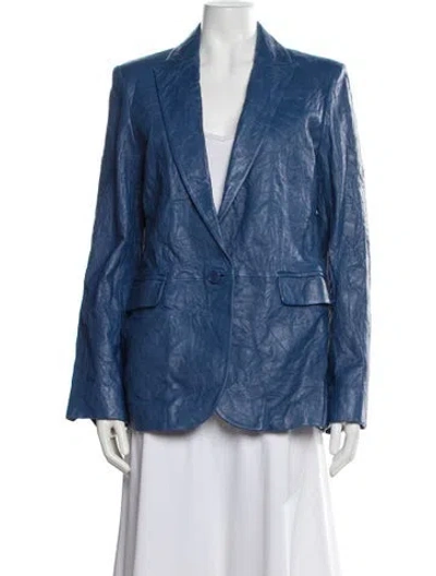 Pre-owned Zadig & Voltaire Leather Blazer In Blue
