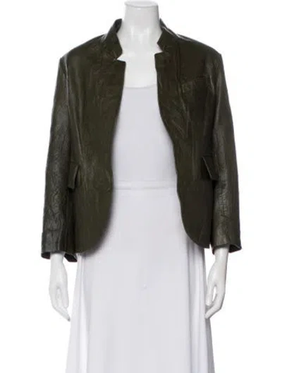 Pre-owned Zadig & Voltaire Leather Blazer In Green