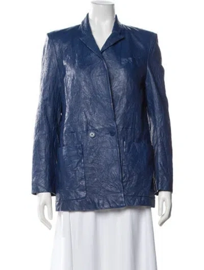 Pre-owned Zadig & Voltaire Leather Blazer W/ Tags In Blue