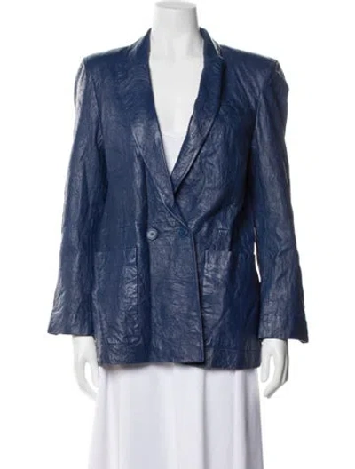 Pre-owned Zadig & Voltaire Leather Blazer W/ Tags In Blue