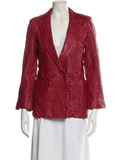 Pre-owned Zadig & Voltaire Leather Blazer W/ Tags In Red