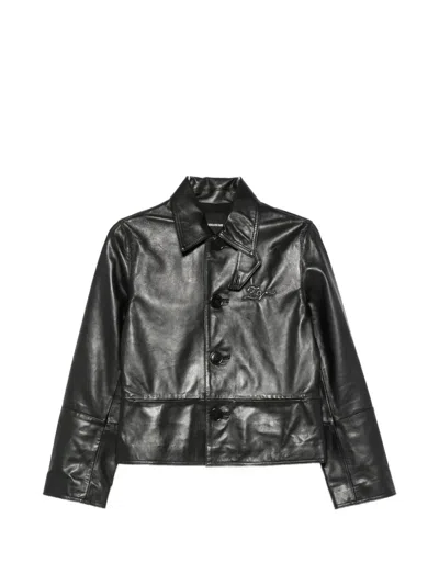 Zadig & Voltaire Leather Button-up Jacket In Black