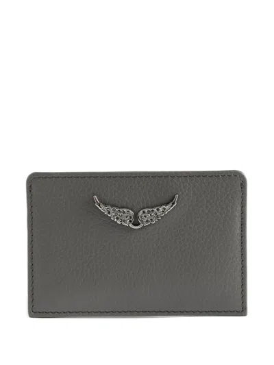 Zadig & Voltaire Leather Cardholder In Gray