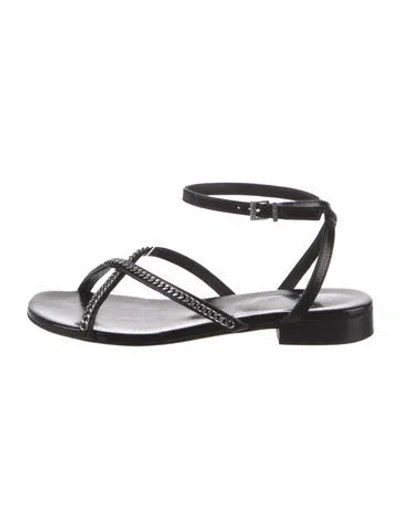 Pre-owned Zadig & Voltaire Leather Chain-link Accents Sandals In Black