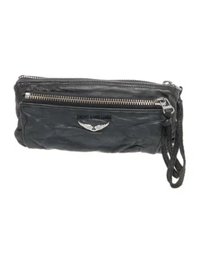 Pre-owned Zadig & Voltaire Leather Clutch In Grey