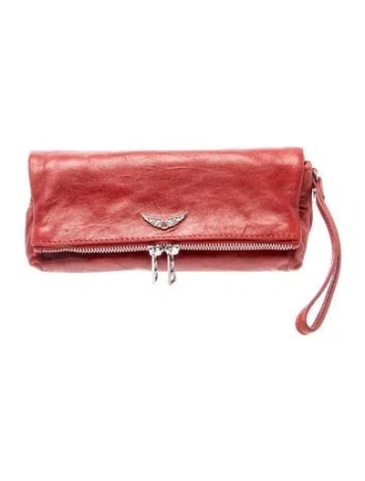 Pre-owned Zadig & Voltaire Leather Clutch W/ Tags In Red