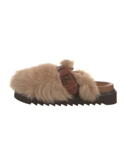 Pre-owned Zadig & Voltaire Leather Colorblock Pattern Mules In Brown