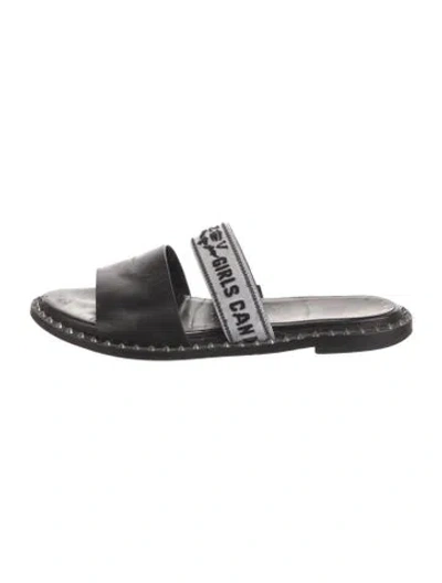 Pre-owned Zadig & Voltaire Leather Colorblock Pattern Slides In Black