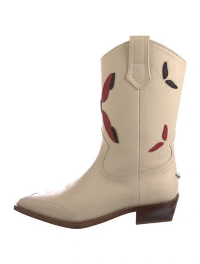Pre-owned Zadig & Voltaire Leather Colorblock Pattern Western Boots In Neutral