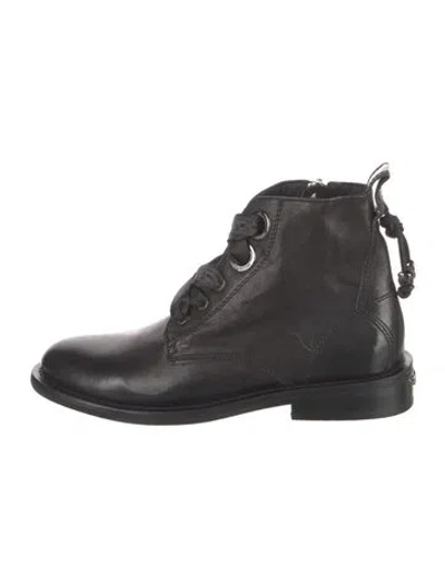 Pre-owned Zadig & Voltaire Leather Combat Boots In Black
