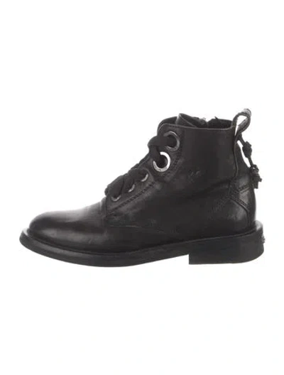 Pre-owned Zadig & Voltaire Leather Combat Boots In Black