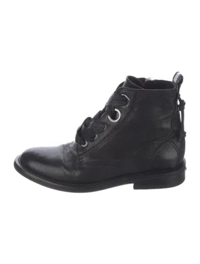 Pre-owned Zadig & Voltaire Leather Combat Boots In Black