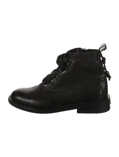 Pre-owned Zadig & Voltaire Leather Combat Boots In Black