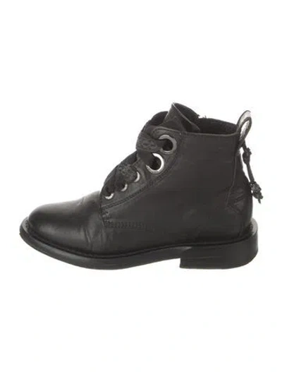 Pre-owned Zadig & Voltaire Leather Combat Boots In Black