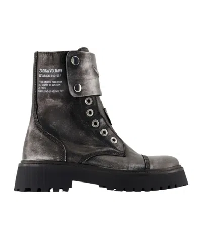 Zadig & Voltaire Leather Combat Boots In Black