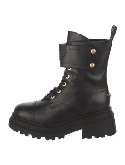 Pre-owned Zadig & Voltaire Leather Combat Boots In Black