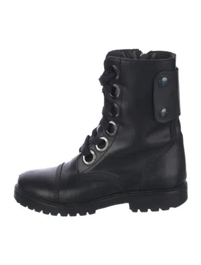 Pre-owned Zadig & Voltaire Leather Combat Boots In Black