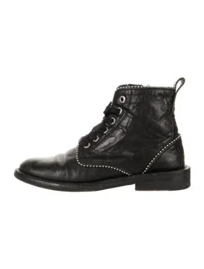 Pre-owned Zadig & Voltaire Leather Combat Boots In Black