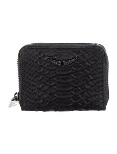 Pre-owned Zadig & Voltaire Leather Compact Wallet In Black