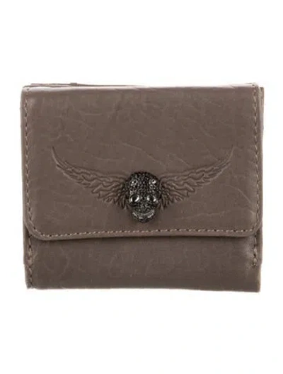 Pre-owned Zadig & Voltaire Leather Compact Wallet In Gray