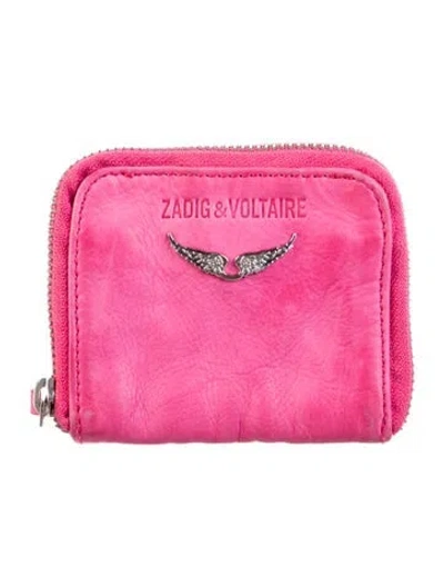 Pre-owned Zadig & Voltaire Leather Compact Wallet In Pink