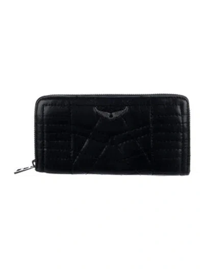 Pre-owned Zadig & Voltaire Leather Continental Wallet In Black
