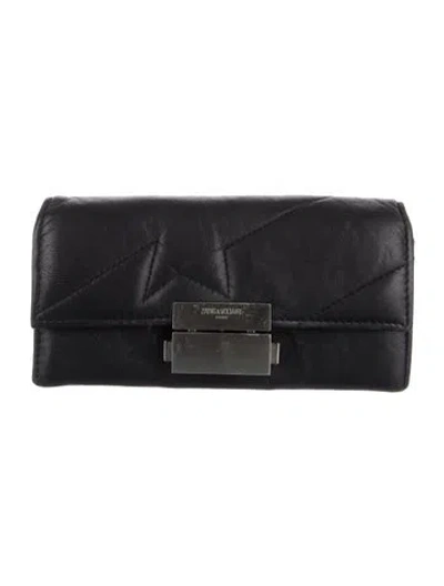 Pre-owned Zadig & Voltaire Leather Continental Wallet In Black