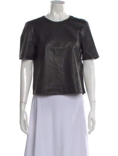 Pre-owned Zadig & Voltaire Leather Crew Neck T-shirt In Gray