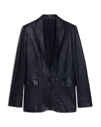 Zadig & Voltaire Long-sleeved Leather Jacket In Black