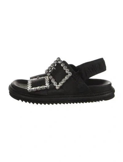 Pre-owned Zadig & Voltaire Leather Crystal Embellishments Sandals In Black