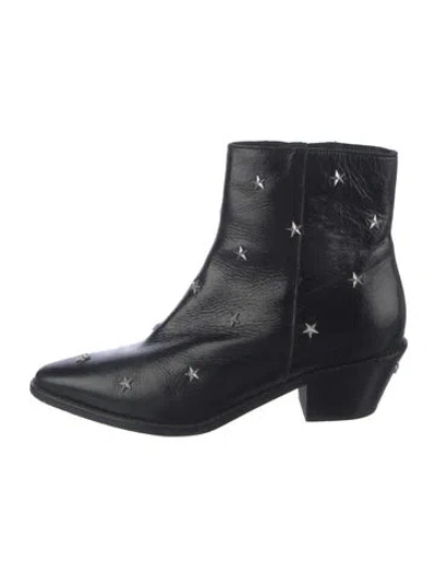 Pre-owned Zadig & Voltaire Leather Graphic Print Boots In Black