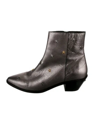 Pre-owned Zadig & Voltaire Leather Graphic Print Boots In Silver