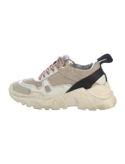 Pre-owned Zadig & Voltaire Leather Graphic Print Chunky Sneakers In Neutral