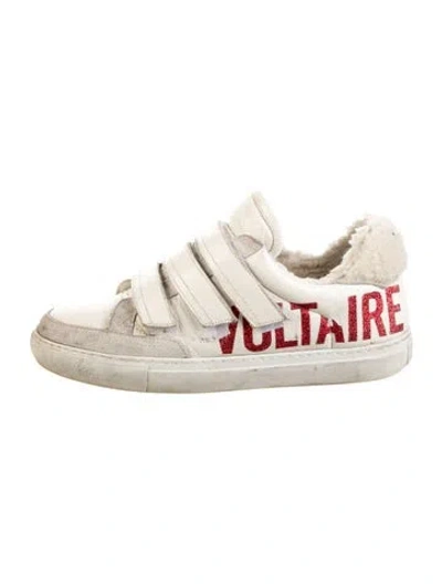 Pre-owned Zadig & Voltaire Leather Graphic Print Sneakers In Neutral