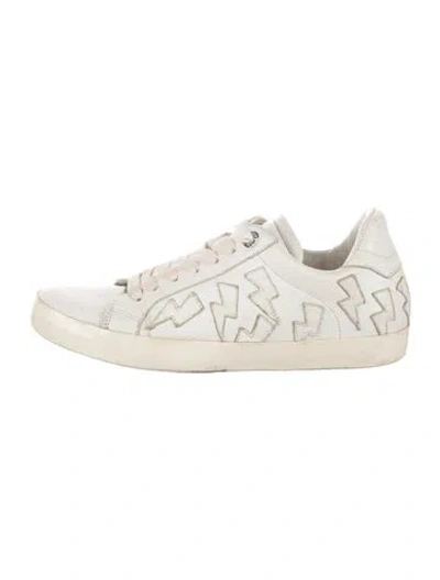 Pre-owned Zadig & Voltaire Leather Graphic Print Sneakers In Neutrals/white