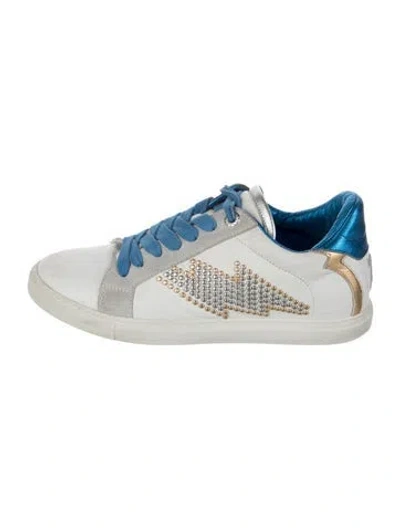 Pre-owned Zadig & Voltaire Leather Graphic Print Sneakers In White
