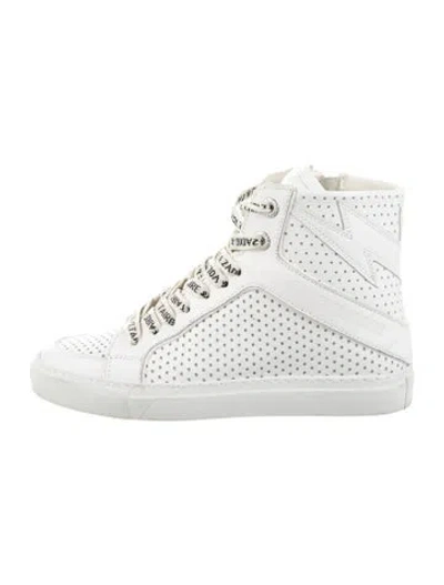 Pre-owned Zadig & Voltaire Leather Graphic Print Sneakers In White