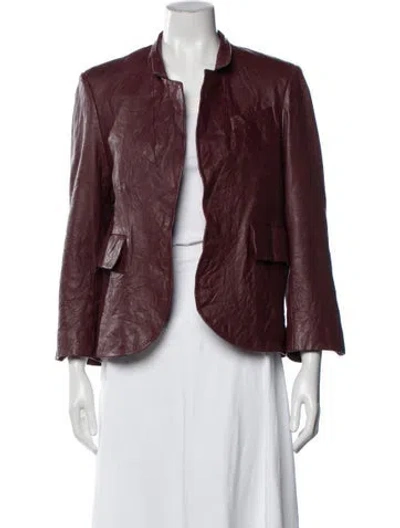 Pre-owned Zadig & Voltaire Leather Jacket In Burgundy