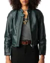 Zadig & Voltaire Loupa Leather Jacket In Brown