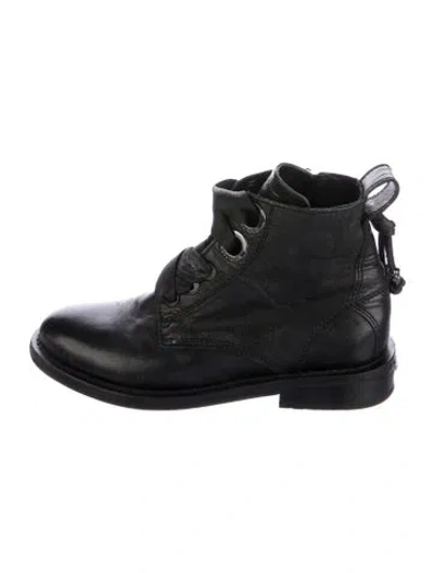 Pre-owned Zadig & Voltaire Leather Lace-up Boots In Black
