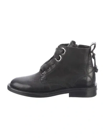 Pre-owned Zadig & Voltaire Leather Lace-up Boots In Black