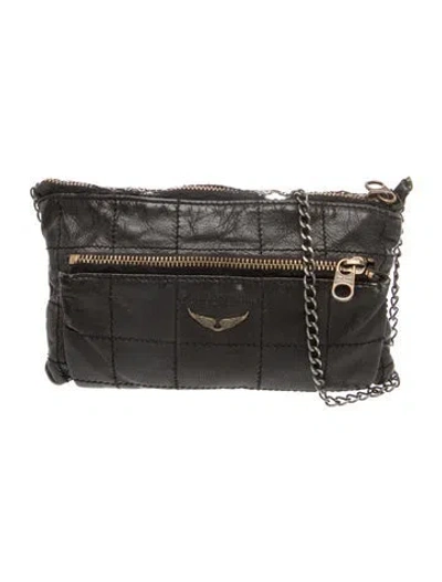 Pre-owned Zadig & Voltaire Leather Messenger Bag In Black