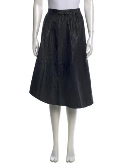 Pre-owned Zadig & Voltaire Leather Midi Length Skirt In Black
