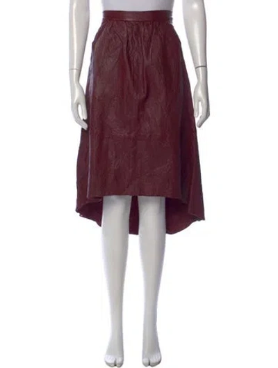 Pre-owned Zadig & Voltaire Leather Midi Length Skirt In Burgundy